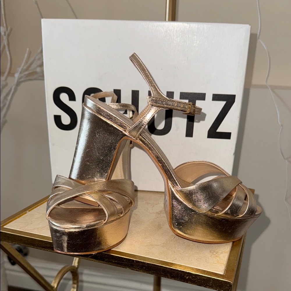 Schutz Women's Gold Platform Sandals